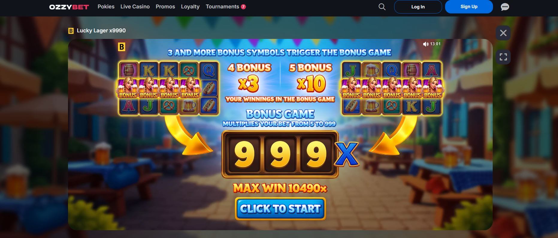 Free spins on Lucky Lager at OzzyBet casino